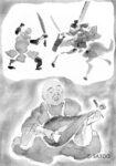 琵琶法師　合戦のイラスト